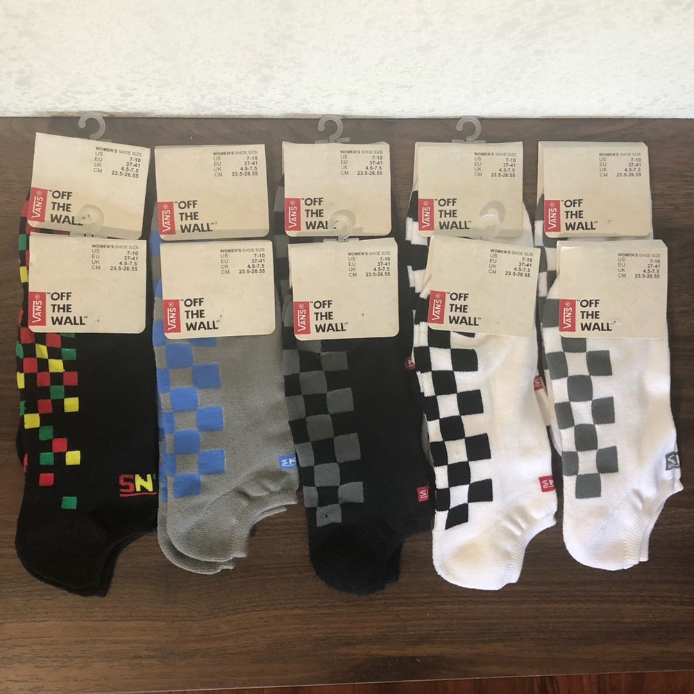 Vans Checker Men’s Ankle Socks 10 Pack Wholesale Misprint Size 6.5-9